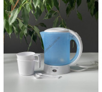 Чайник електричний Kamille 0,6 л + 2 кружки. пластик (синій)